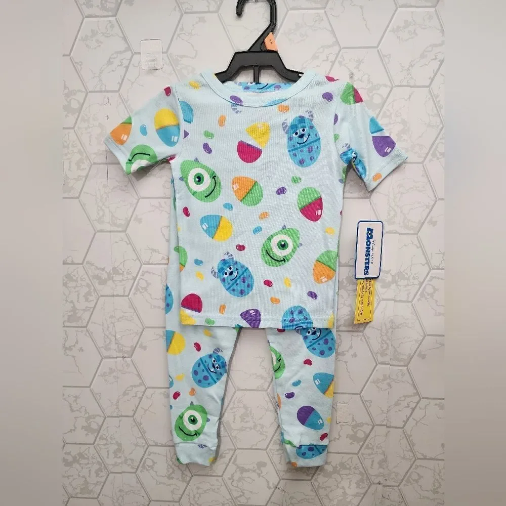 Nwt Unisex Boy or Girl Monster's Inc. 100% Cotton Easter Pajama set
